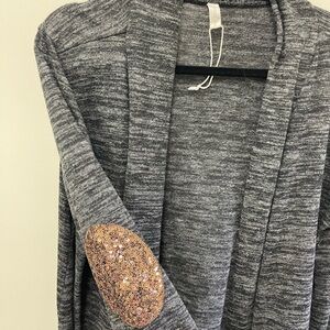 Pink Blush Heather Gray Open-Front Long Knit Cardigan